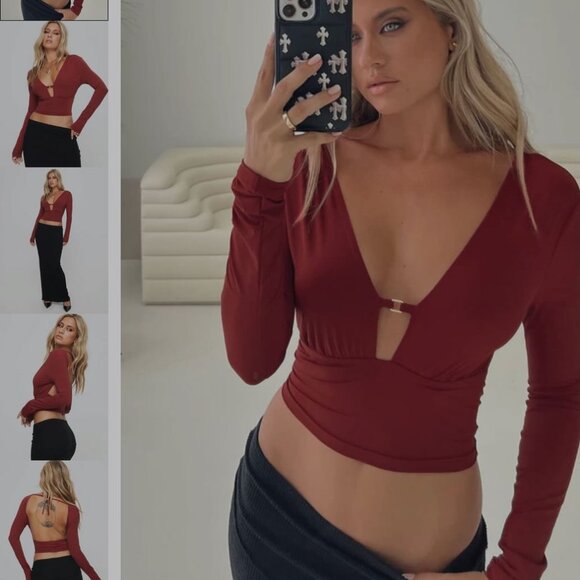 Princess Polly Tops - PRINCESS POLLY MAIER LONG SLEEVE TOP; RED; SIZE 10(US); NWT (SOLD OUT!!)